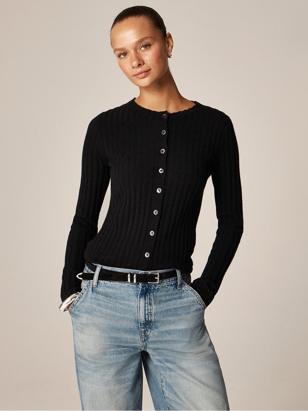NWOT J Crew Wide Rib Cashmere Cardigan Size S